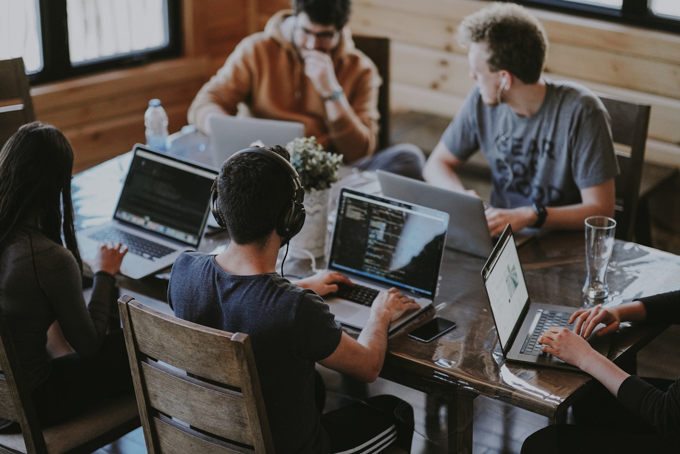 Design team collaborating at a workspace